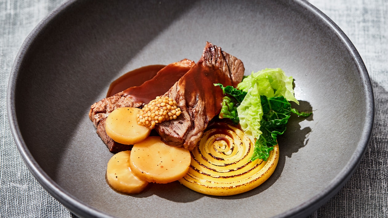 Short rib met polenta en Westmoreland saus